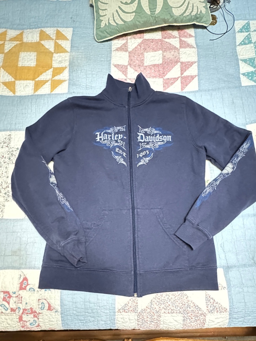 Harley-Davidson Navy Zip Sweatshirt ith Mock Turtleneck